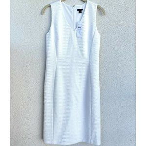 Ann Taylor Sleeveless V Neck White Sheath Dress Women's Business Size 0 NWT